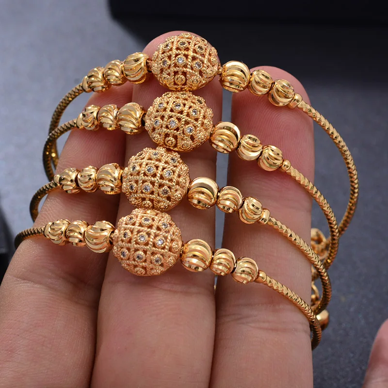 Модные браслеты в африканском стиле Эфиопия 24 к полые золотые для маленьких