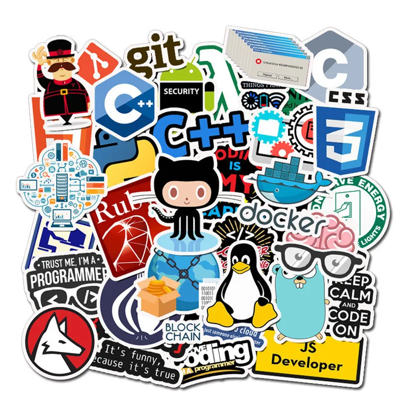 Набор стикеров Geek Php Docker Html для ноутбука телефона скейтборда чемодана 10/50