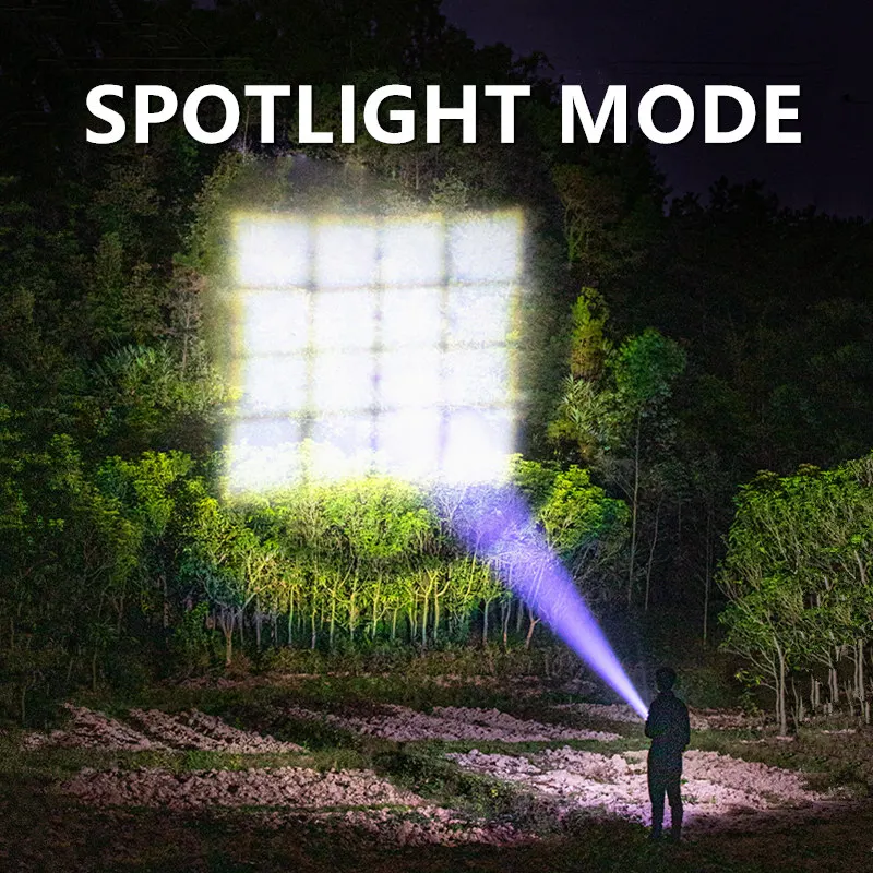 Barato Linterna LED De 16 Núcleos XHP160, Luz LED Ampliable Potente Para Caza Al Aire Libre, Carga USB 26650, Linterna Táctica De Autodefensa De Alta Potencia