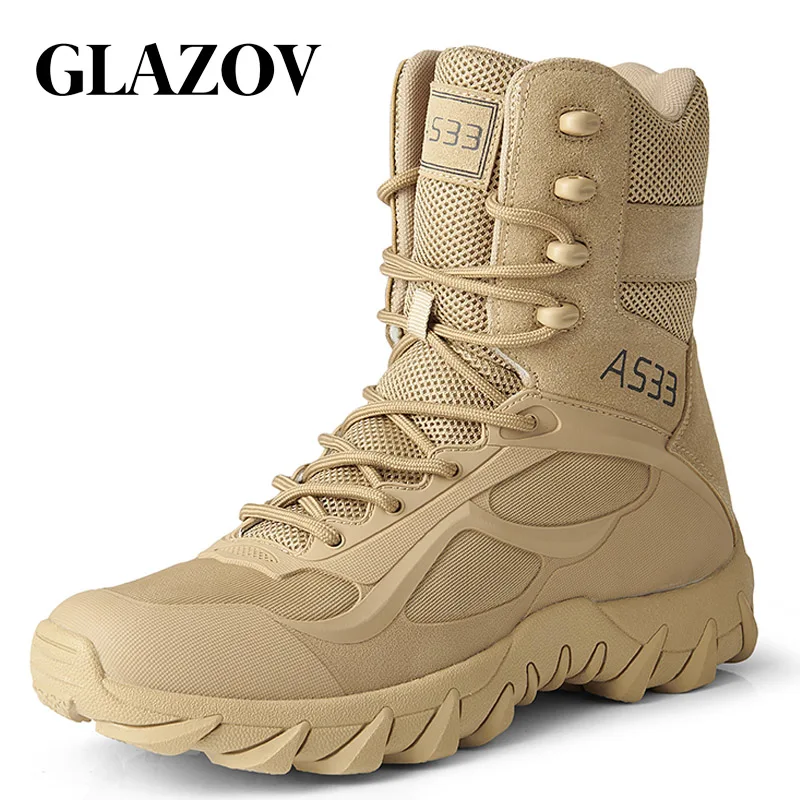 

Men Military Boots Quality Special Force Tactical Desert Combat Ankle Boats Army Work Shoes Leather Waterproof Snow Boots 2021