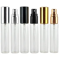 20pcslot 5ml 10ml 15ml transparent thin glass spray bottle sample vials portable mini perfume atomizer gold silver cap