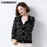 coodrony brand streetwear fashion harajuku women slim v neck cardigan 2021 autumn winter ladies knitted soft warm sweaters w1482