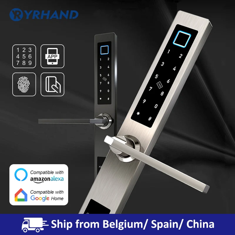 European waterproof biometric fingerprint door Locks electronic Smart door lock RFID Card code lock For Aluminum Glass Door
