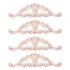 Деревянные резные аппликации для мебели, шкафа, Неокрашенная рамка, деревянные молдинги, наклейка, украшение для дома, 4 шт.