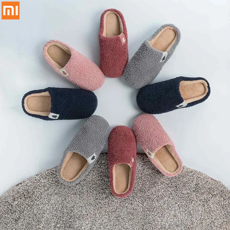 Плюшевые хлопковые тапочки Xiaomi зимние домашние для мужчин и женщин теплые из ПВХ