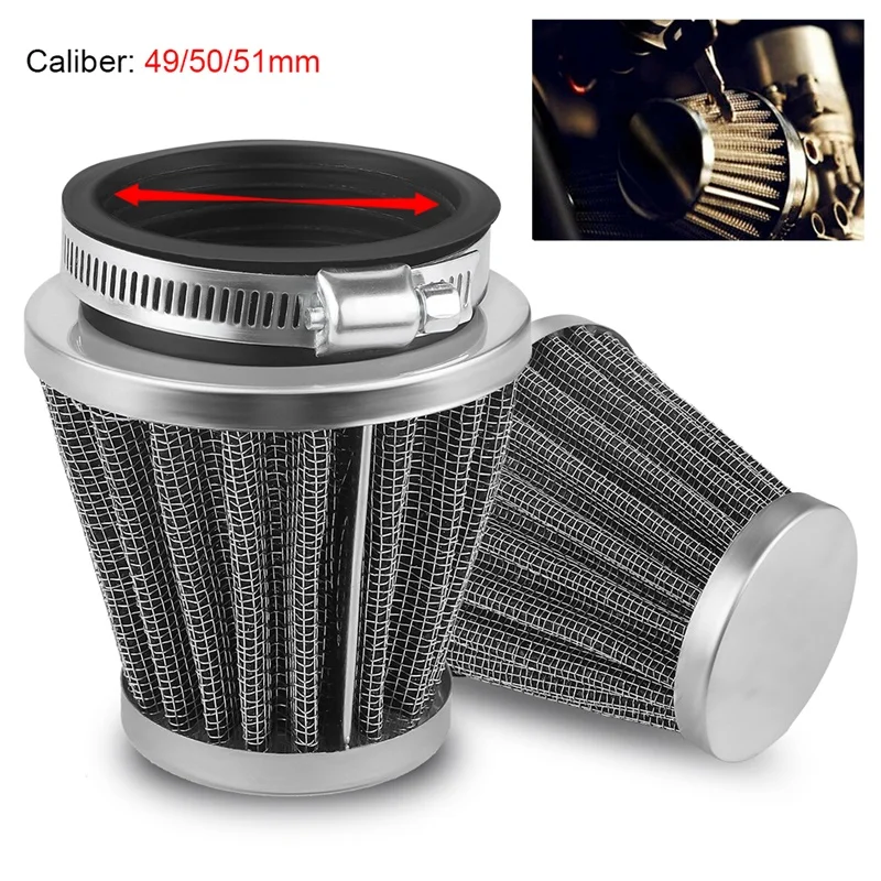 

Воздушный фильтр для мотоцикла 49 мм 50 мм 51 мм, очиститель для скутера, мотоцикла PWK 28 мм 30 мм, для Yamaha, Kawasaki, для Suzuki