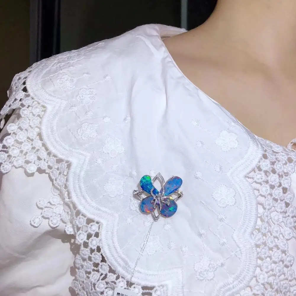 Женская Брошь из 18 каратного золота с опалом 100% карата|Украшения для волос броши