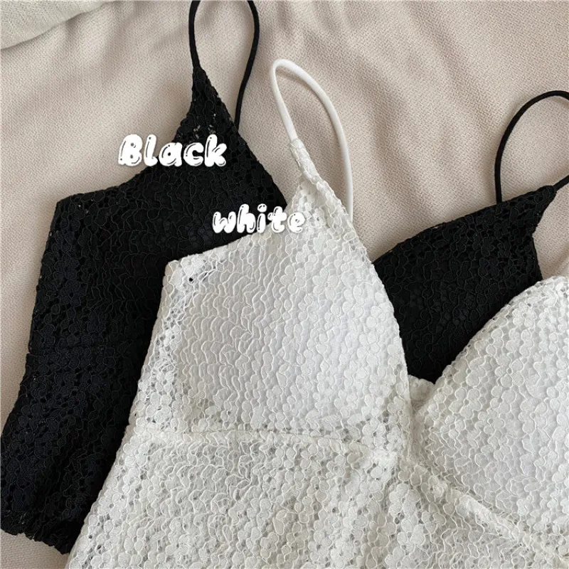 

Women's Lace Camisole Strappy Plain V Neck Vest Sexy Bralette Cami Crop Top