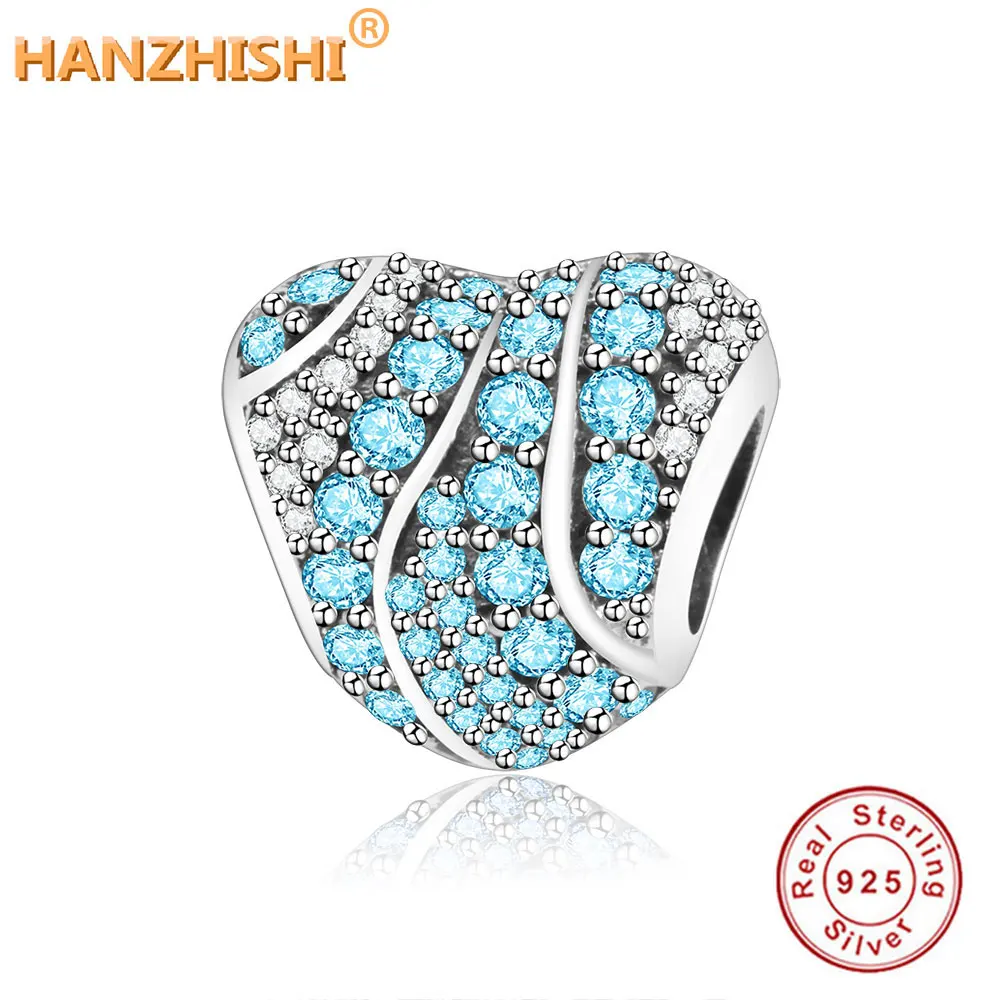 Паве прозрачные/синие подвески в форме сердца из фианита подходят для