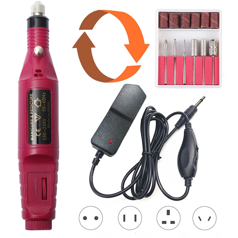 Электрическая дрель для ногтей 20000 ОБ/мин 2 сторонний поворот мощная фреза