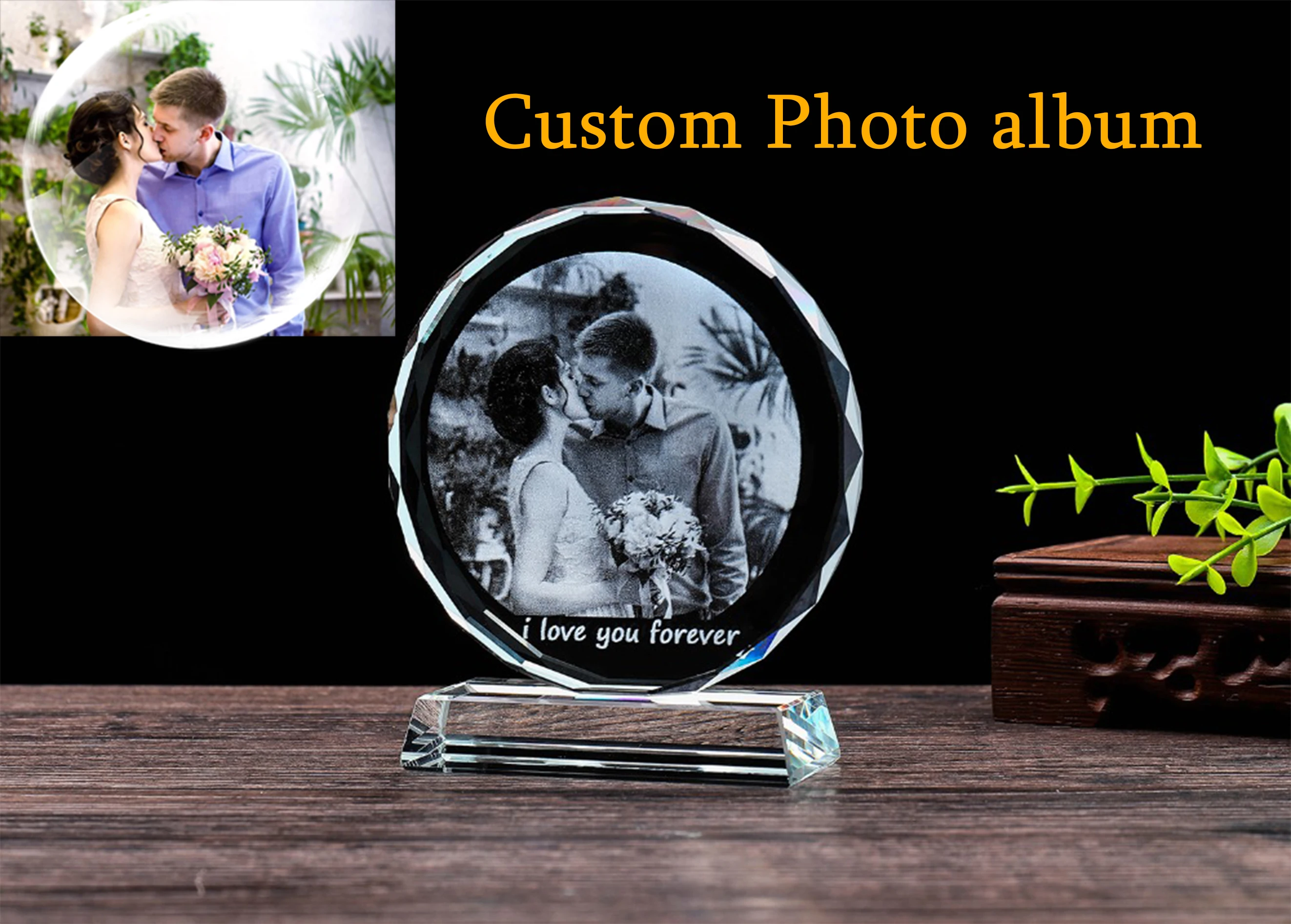 Индивидуальная круглая Хрустальная фоторамка персонализированные фигурки