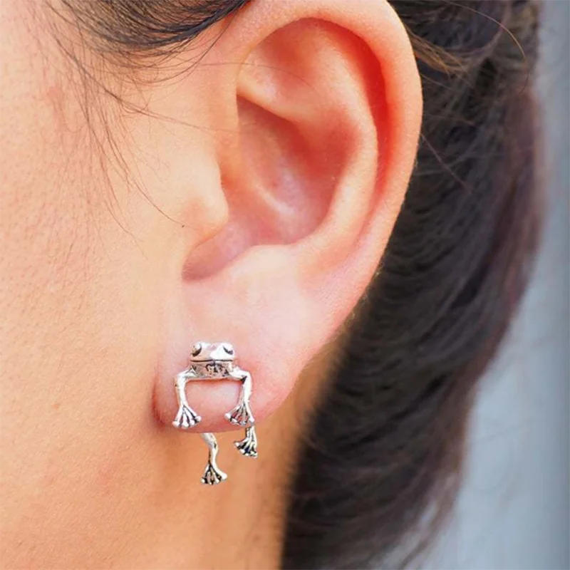 

2021 Korean Cute Frog Stud Earrings for Women Girls Animal Gothic Ear Stud Earrings Piercing Female Jewelry Brincos Party Gifts