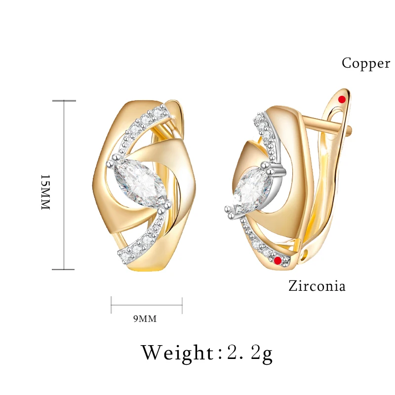 Модные Позолоченные полые серьги с микро инкрустацией женское ювелирное изделие