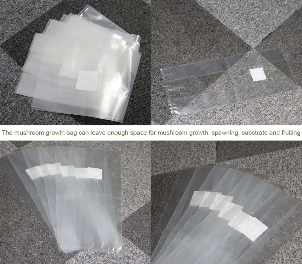 

50/100 Packs Mushroom Spawn Grow Bags Polypropylene Substrate Autoclavable Sterilization,0.2 Micron Filter Mushroom Bags