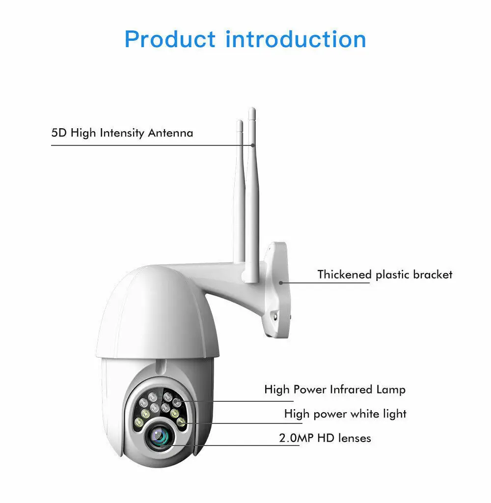 1080P PTZ IP камера Wifi наружная скорость купольная беспроводная видеокамера с Wi-Fi панорамирование 5X цифровой зум 2MP сеть видеонаблюдения