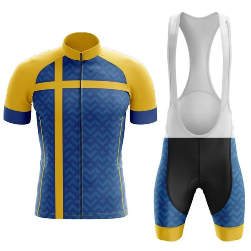 NEW Sweden Men's jerseys Quick Dry cycling sets short sleeve Suit Road Bicycle clothes Wear GEL Breathable Pad | Спорт и