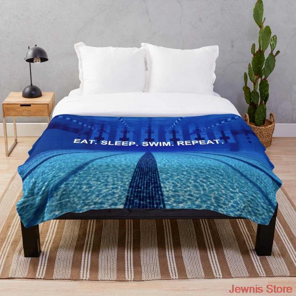 

Swimming Inspirational Quote Blanket Print on Demand Decorative Sherpa Blankets for Sofa bed Gift