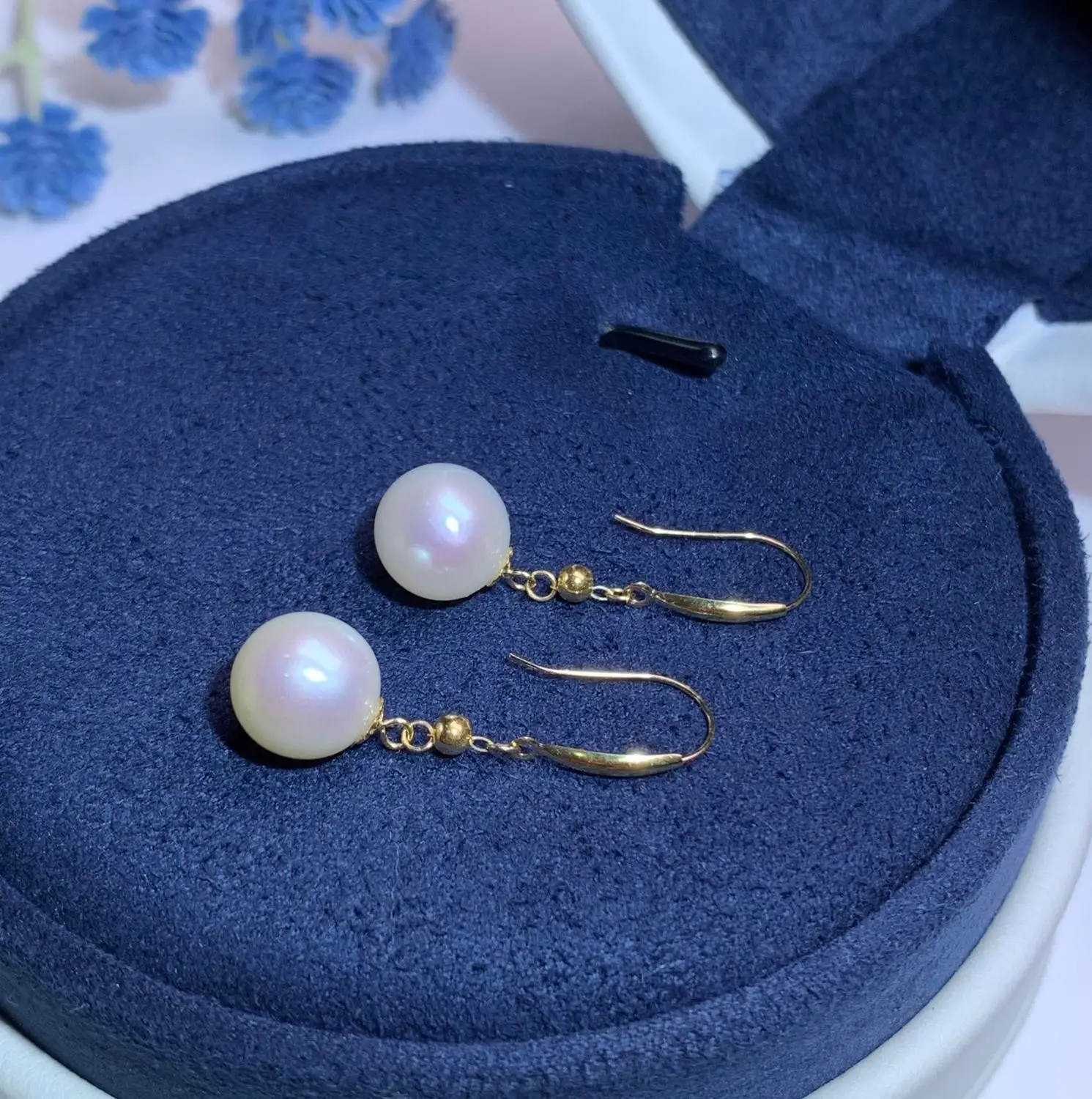 

shilovem 18k yellow gold Natural freshwater pearls Drop Earrings fine Jewelry women trendy wedding plant new myme8.5-900zz