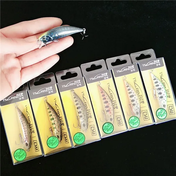 bcefhgj dw63 TSURINOYA DW63 7pcs 50mm 5g Sinking Minnow Hard bait Fishing Lures Mini Minnow Treble hook Artificial bait - Color: bcefhgj dw63