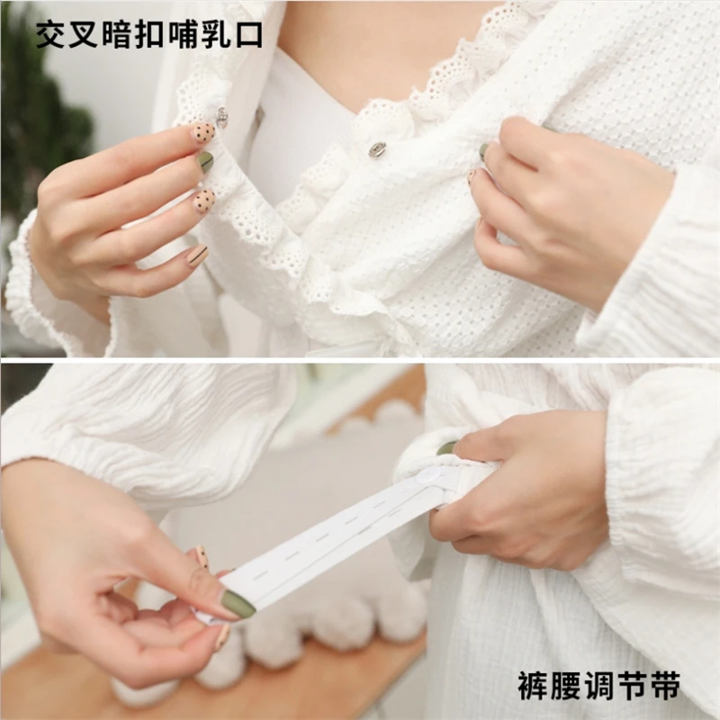 

Pregnant women's cotton confinement clothing thin section comfortable breathable breast-feeding set Long-Sleeved Top+Pants Suit