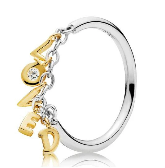 

925 Sterling Silver fashion Ring Gold Shine Loved ScriPt Rings For Women Wedding Party Gift EuroPe fashion Jewelry
