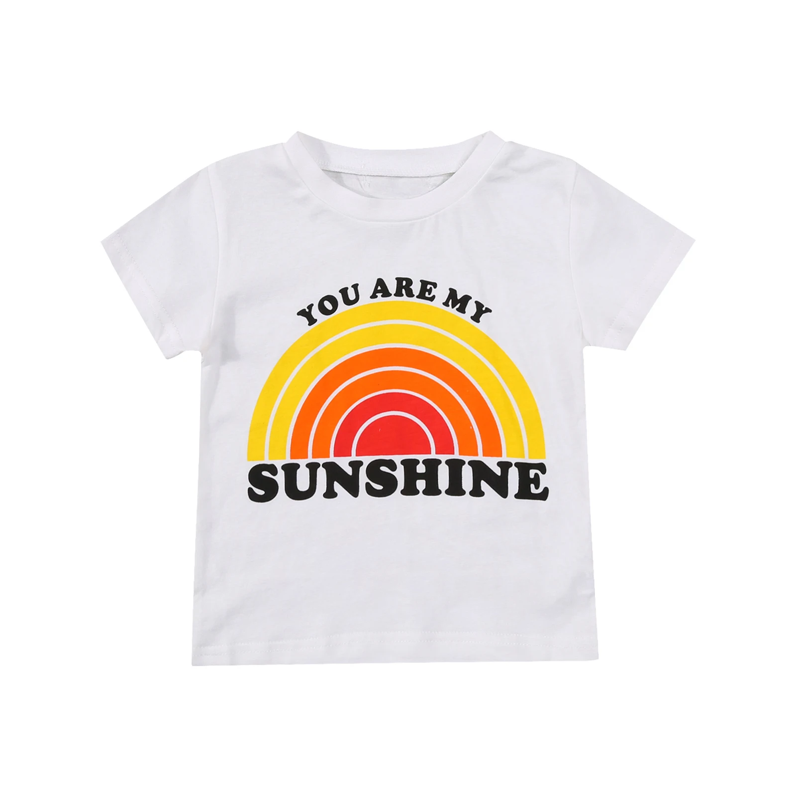

Футболка с коротким рукавом с надписью «with You Are My Sunshine», Классическая свободная летняя одежда с круглым вырезом