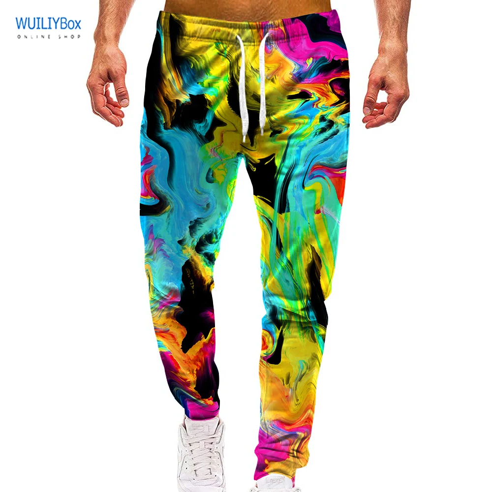 Unisex 3D Pattern Rainbow Sports Jogger Fashion Print Pants Casual Graphic Trousers Men/Women Sweatpants with Drawstring