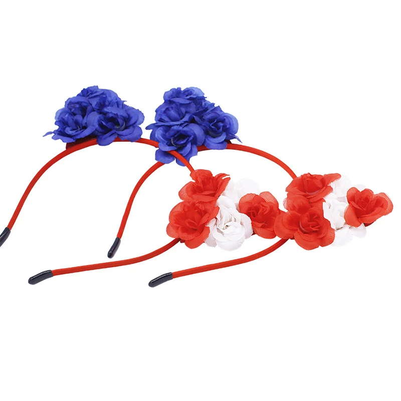 

American Flag Headwear Cat Ear Headband Red White Blue Flower Headband Festival Headpieces for Halloween Party JL