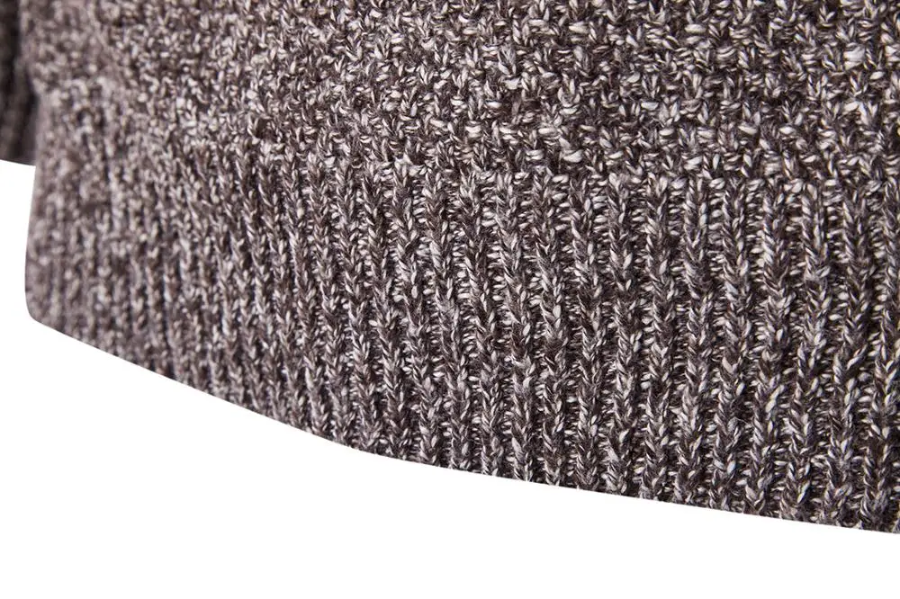 Мужской вязаный свитер с отворотом и длинным рукавом сплошной цвет обычный для