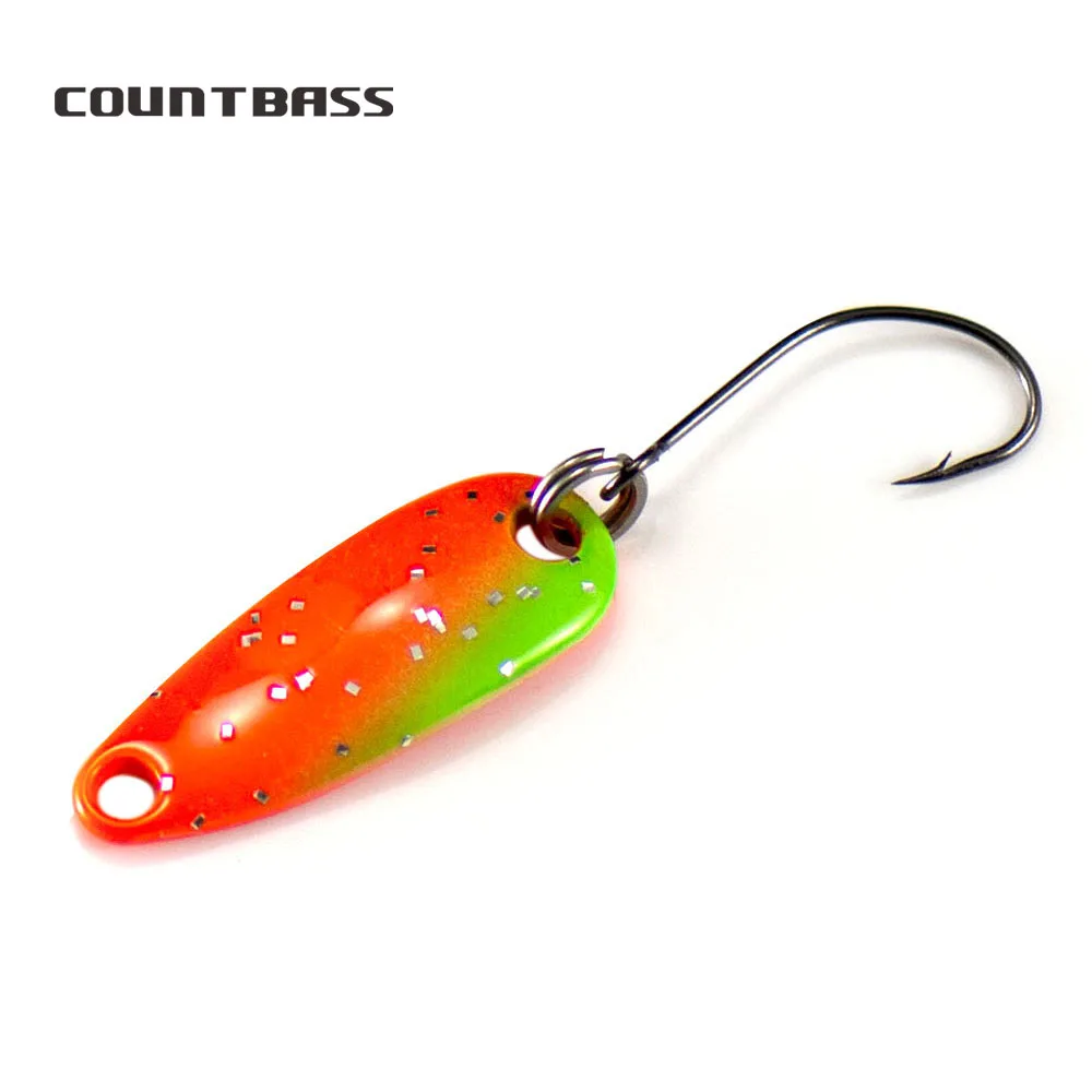 

Countbass Casting Spoon With Korean Single Hook, Size 28.2x10.2mm, 2.7g 3/32oz Salmon Trout Pike Bass Fishing Lures