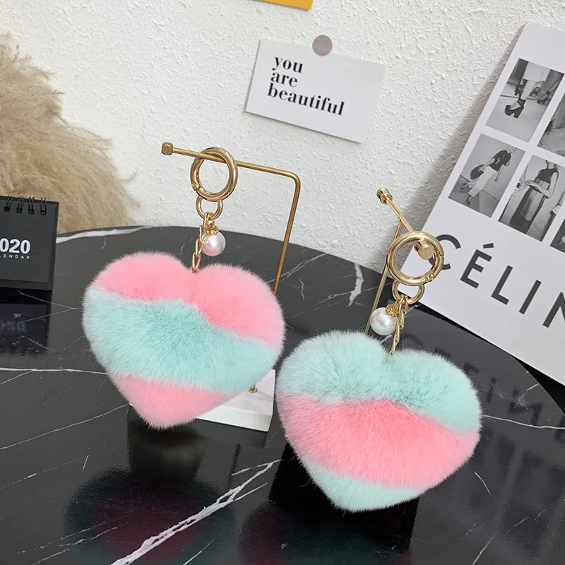 Высота каблука 10 см пушистым помпоном из меха кролика брелок для ключей с