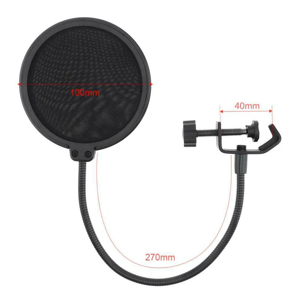 

Double Layer Studio Microphone Wind Screen Cover Adjustable Gooseneck Shield Filter H-best