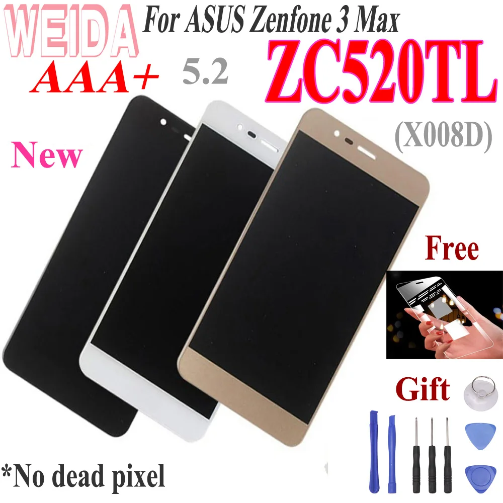 ЖК-дисплей WEIDA 5," для ASUS Zenfone 3 Max ZC520TL, сенсорный экран в сборе, дигитайзер с рамкой для ASUS X008D, Бесплатные инструменты