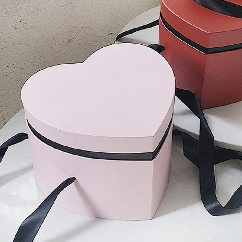 Double Love Heart Box Gift Portable Packing Flower Bouquet Holder Florist Wedding Favor Valentine's Day Decoration Boxes