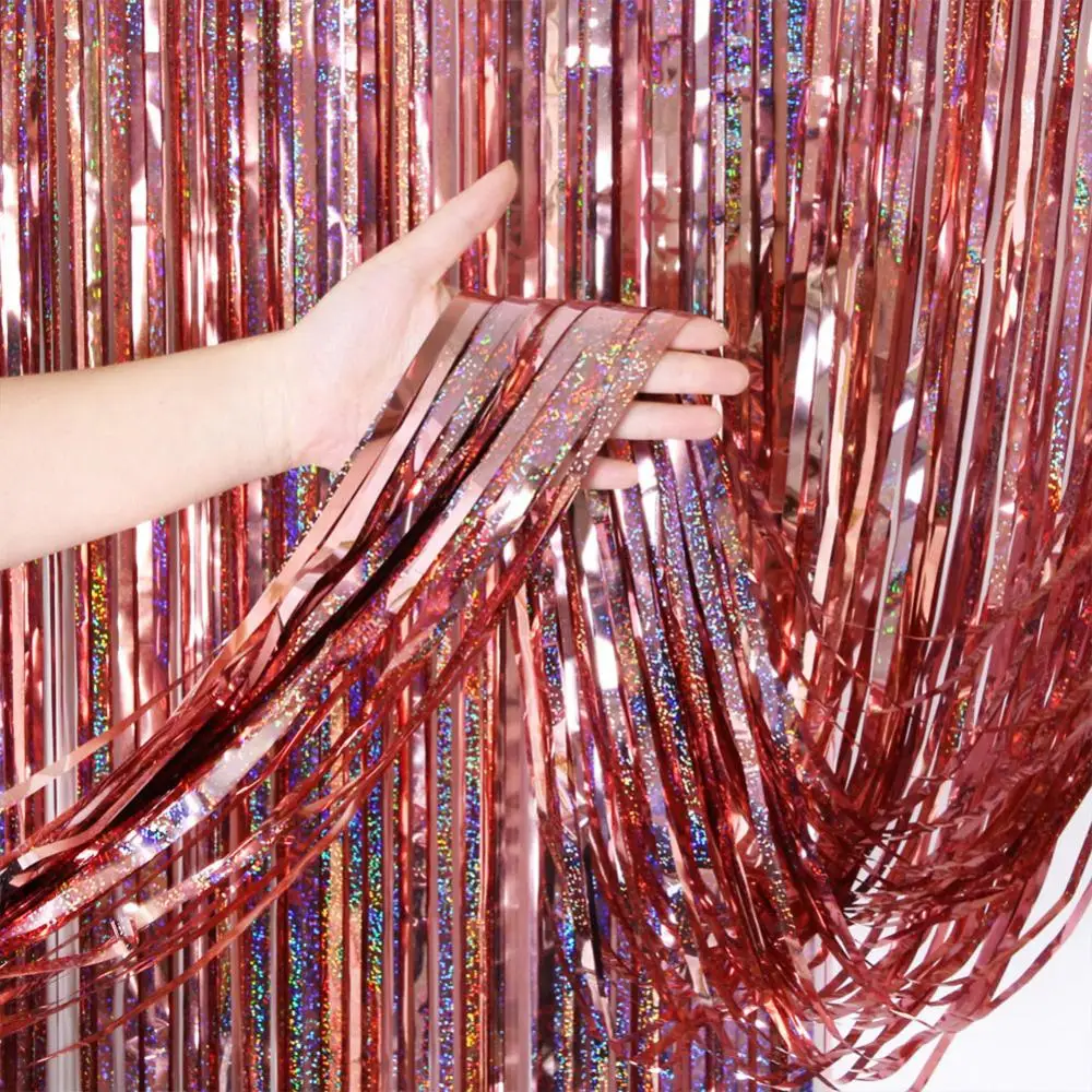 1pcs 2 meters matte metal color fringed rain curtain birthday party arrangement background wall wedding decoration supplies - купить по