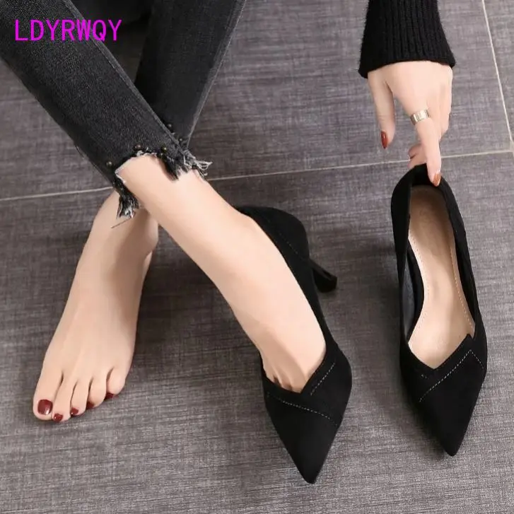 Новинка 2021 Универсальные женские туфли на высоком каблуке-шпильке в Корейском