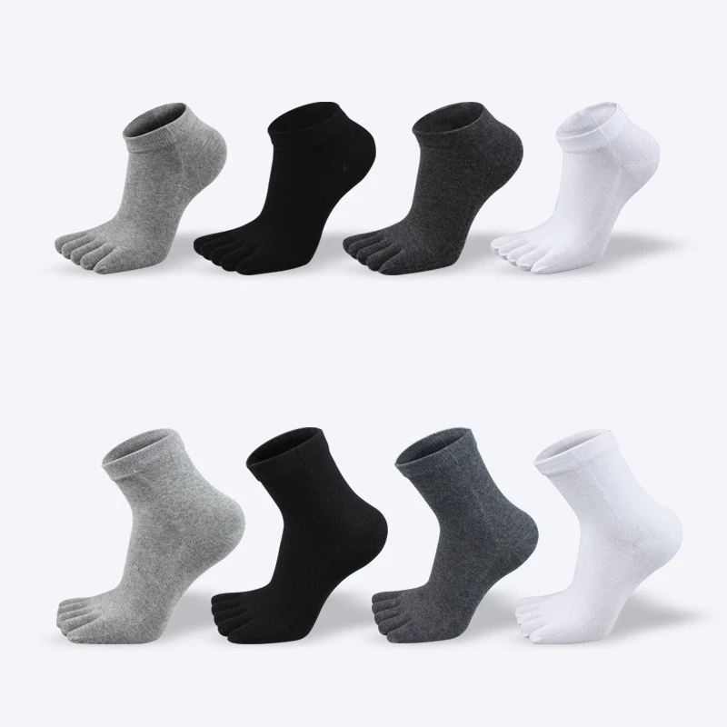 

4 Pair Cotton Five Finger Socks Mens Comfortable Breathable Sport Casual Dress Business Grey White Black Toes