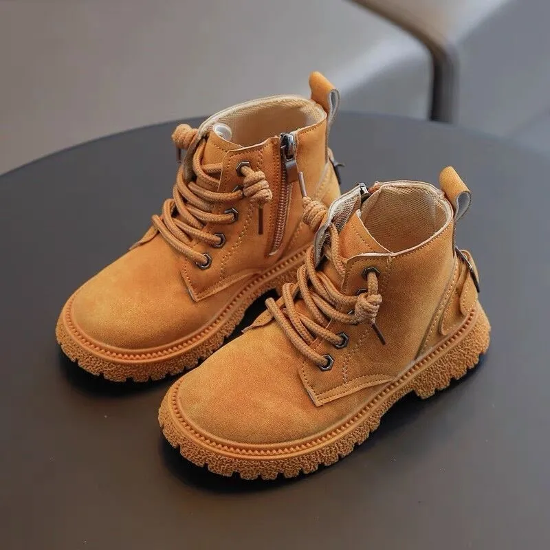 

Autumn New Kids Boots For Boys Pu Leather Children Martin Boots Girls Sneakers Fashion Kids Ankle Boots British Style Lace-up