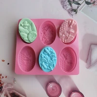 silicone candle mold 6 cavities oval shape bee shaped molds diy homemade 3d originality mould handmade soap
