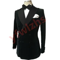 handsome velveteen groomsmen double breasted groom tuxedos men suits weddingprom best blazer jacketpantstie b598