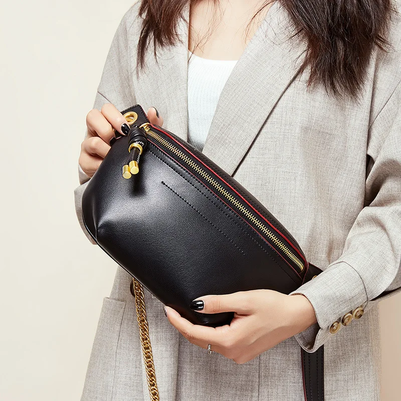

Famous Brand Designer Women Bag Genuine Leather Girls Chest Bag Casual Waist Bags Ladies Shoulder Messenger Bags Cross Body