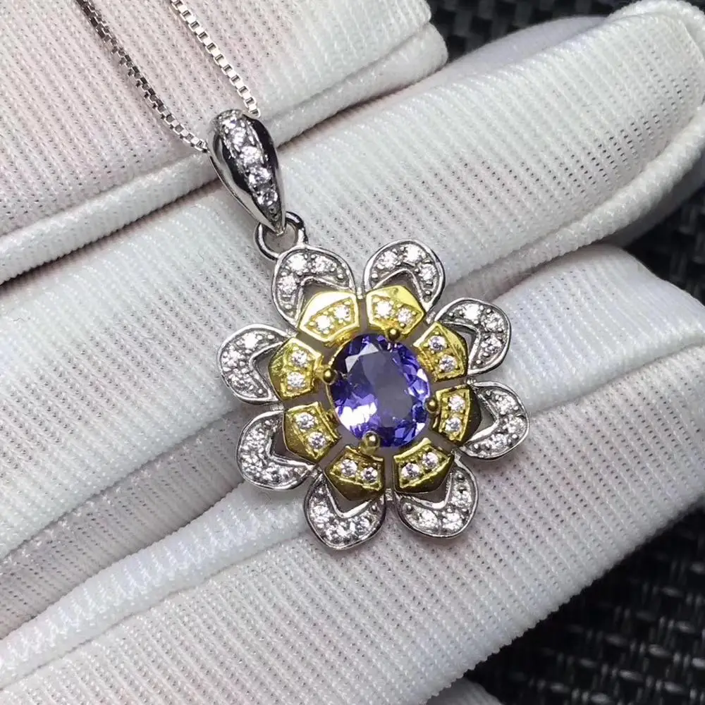 Самый лучший подарок для вашей мамы Подвеска из танзанита ожерелье 925 серебро