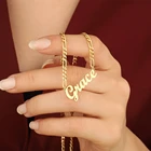 Ожерелье с именем на заказ от KristenCo, подвеска с буквами из нержавеющей стали, модная цепочка Фигаро для таблички, лучший подарок