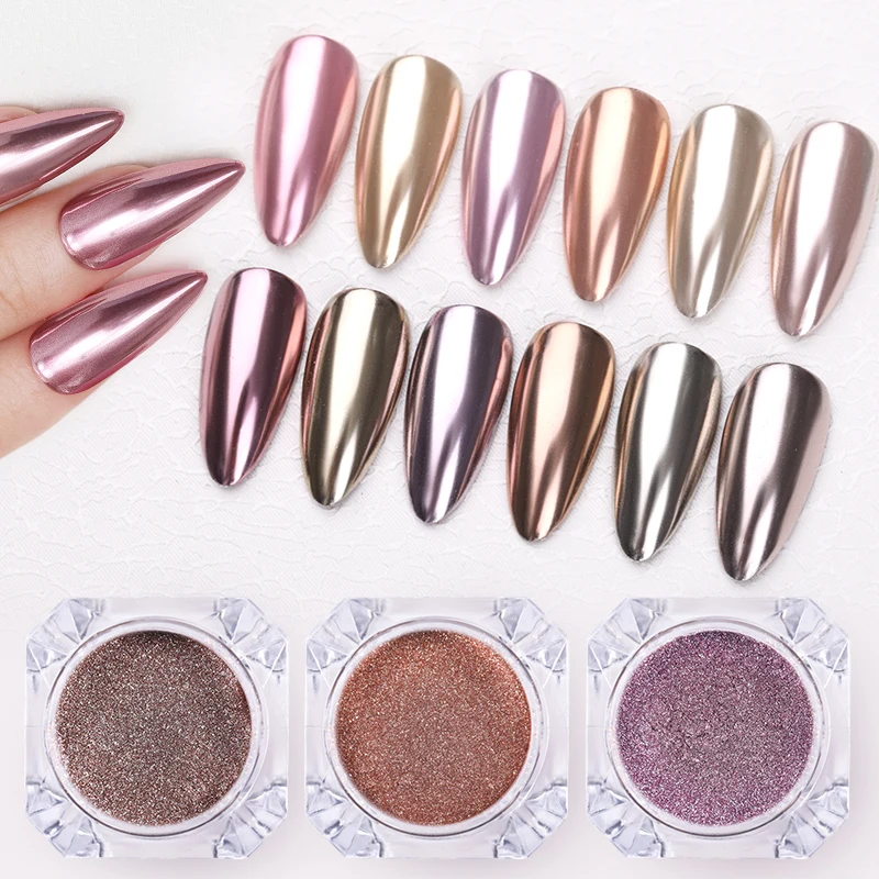 Зеркальный блестящий порошок для ногтей металлический цвет зеркальная