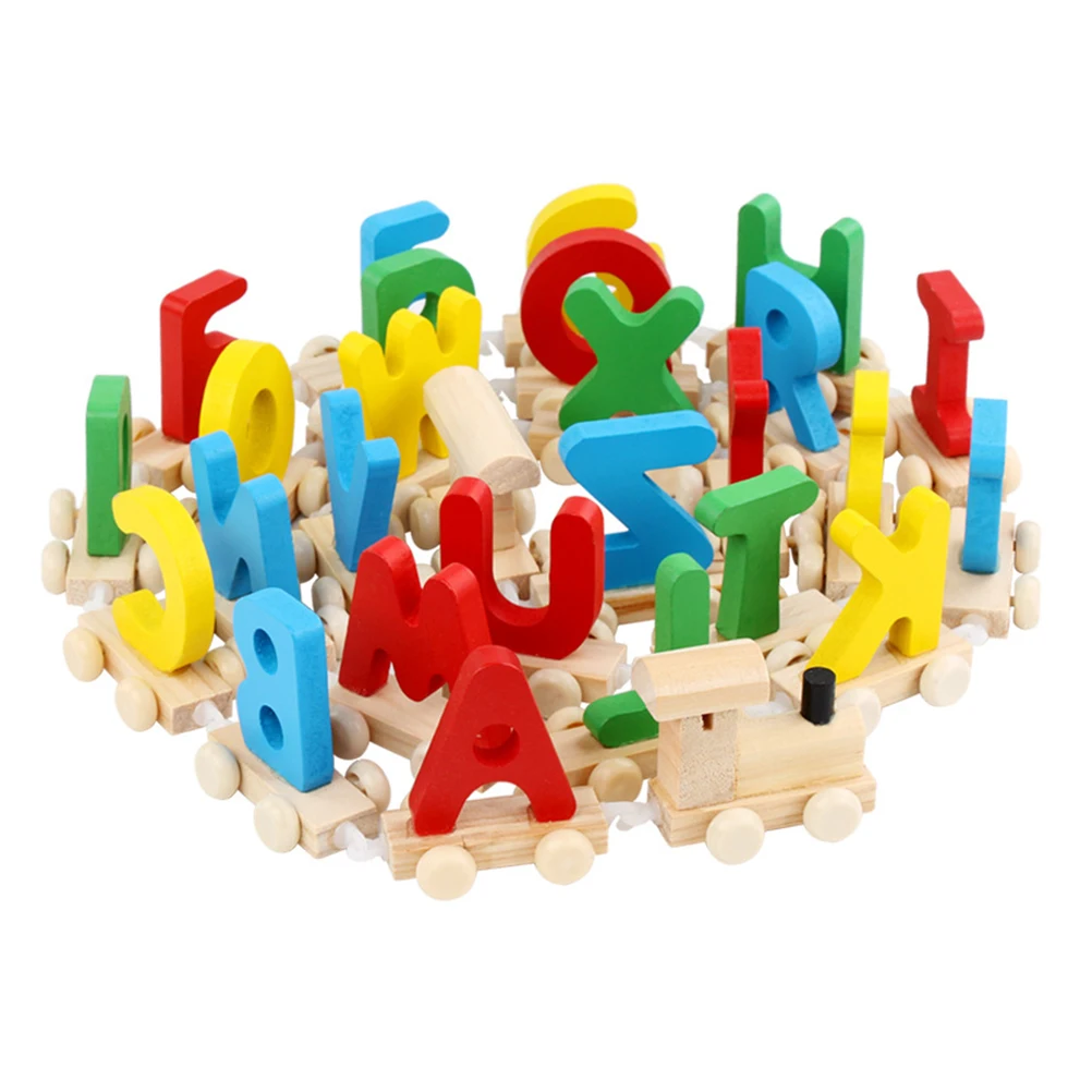 

1 Set Smooth Practical Portable Multipurpose Durable Wooden Train Letters Wooden Train Set Alphabet Train Toys