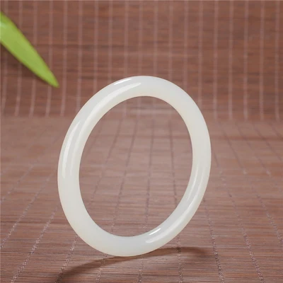 

Zheru Jewelry Natural Hetian Jade White Jade Round Bar 54-62mm Bracelet Elegant Princess Jewelry Best Gift