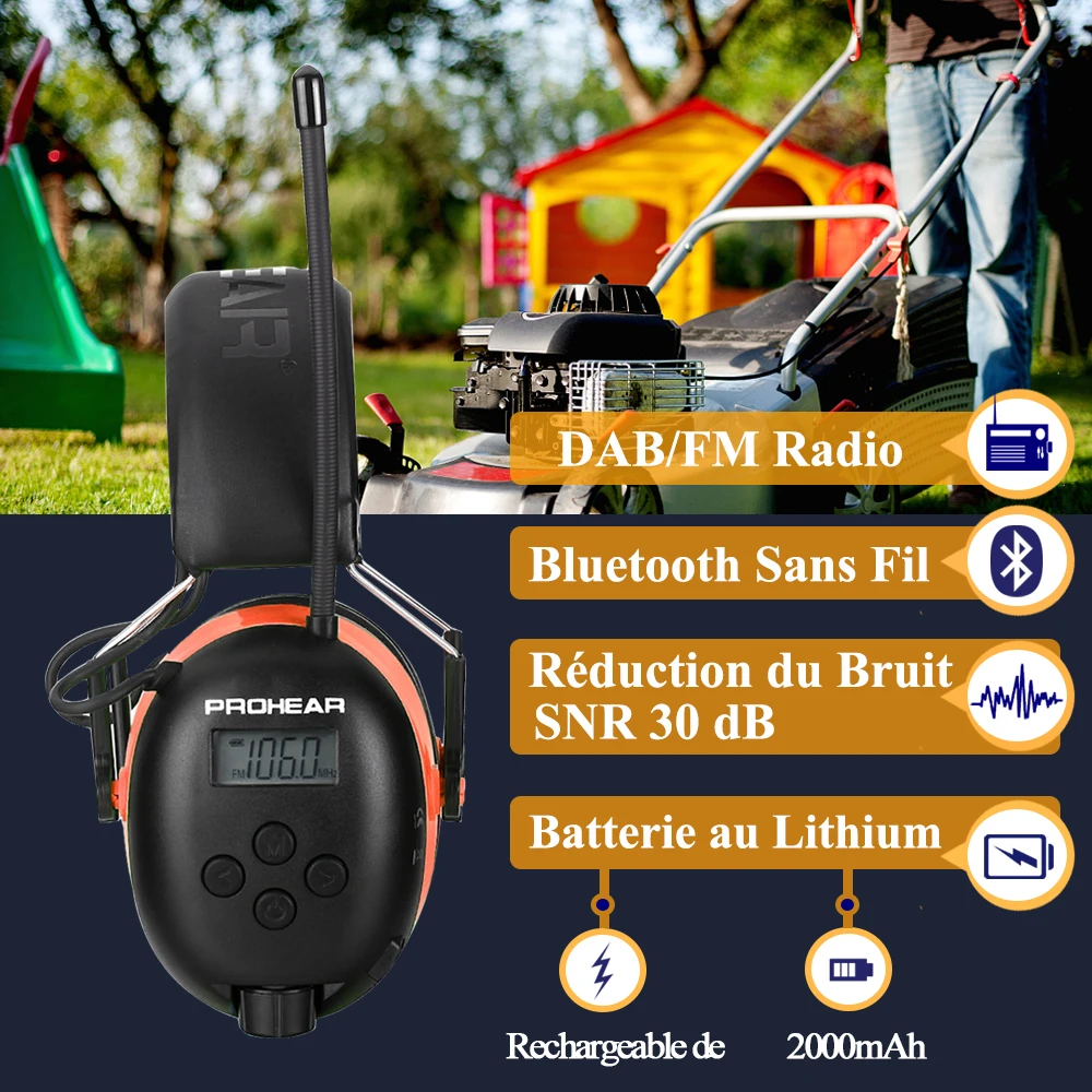 Наушники ZOHAN с защитой слуха защитные наушники для ушей поддержкой Bluetooth DAB/FM