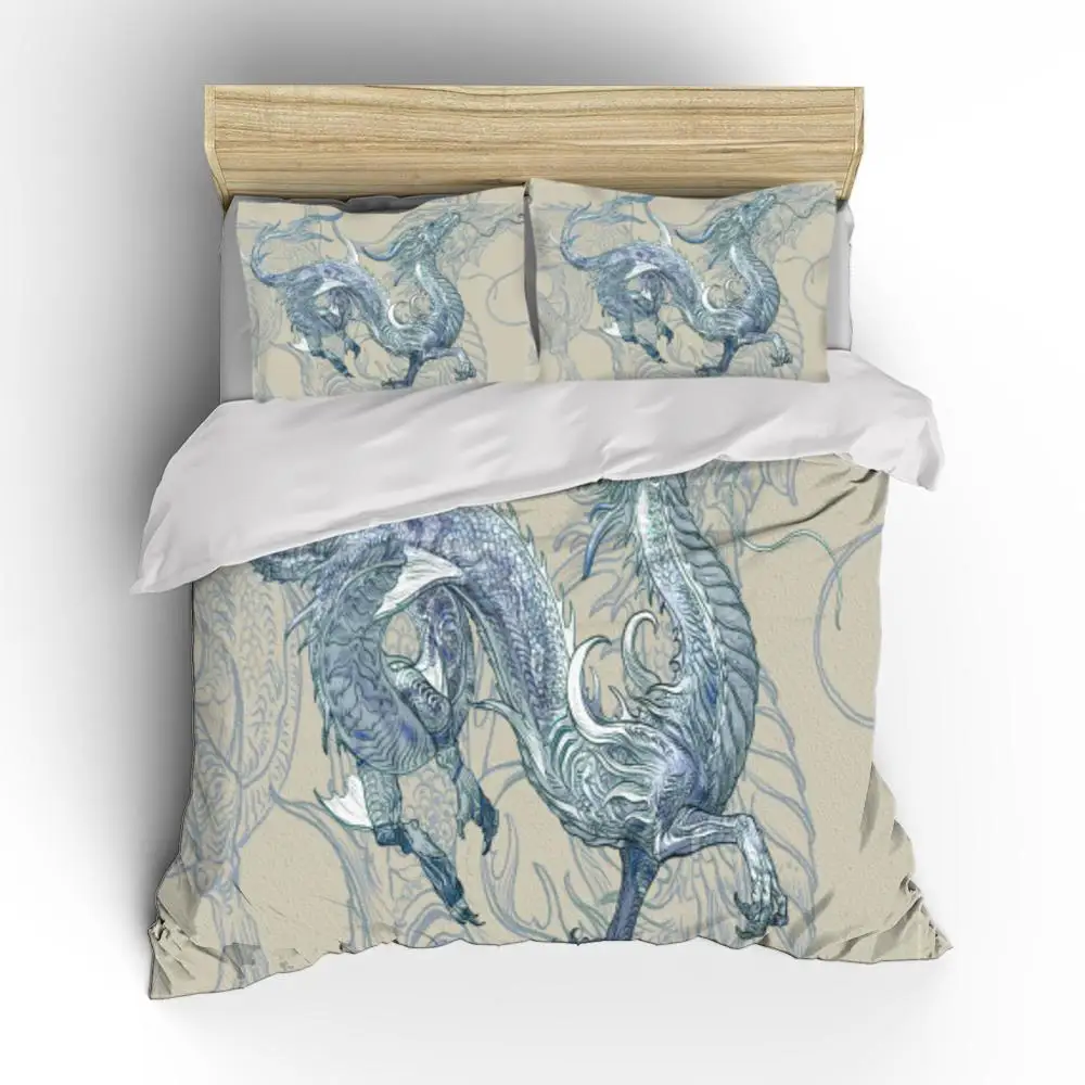 Комплект постельного белья с мультяшным азиатским драконом 2/3 шт. чехол для