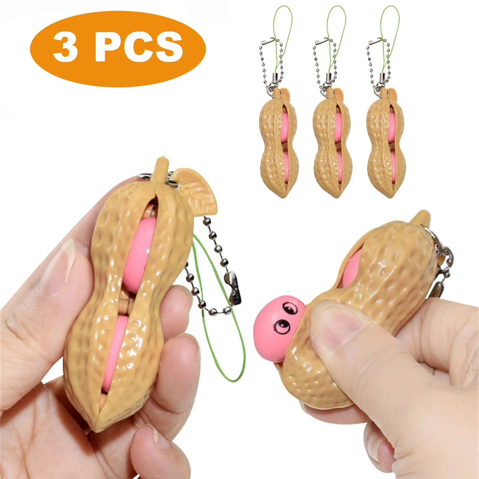 

Peanut Pea Popper Bean Sensory Toy Edamame Keychain Stress Relief Fidget Toys Keychain Improve Focus Officer Pendant Toy Juguete