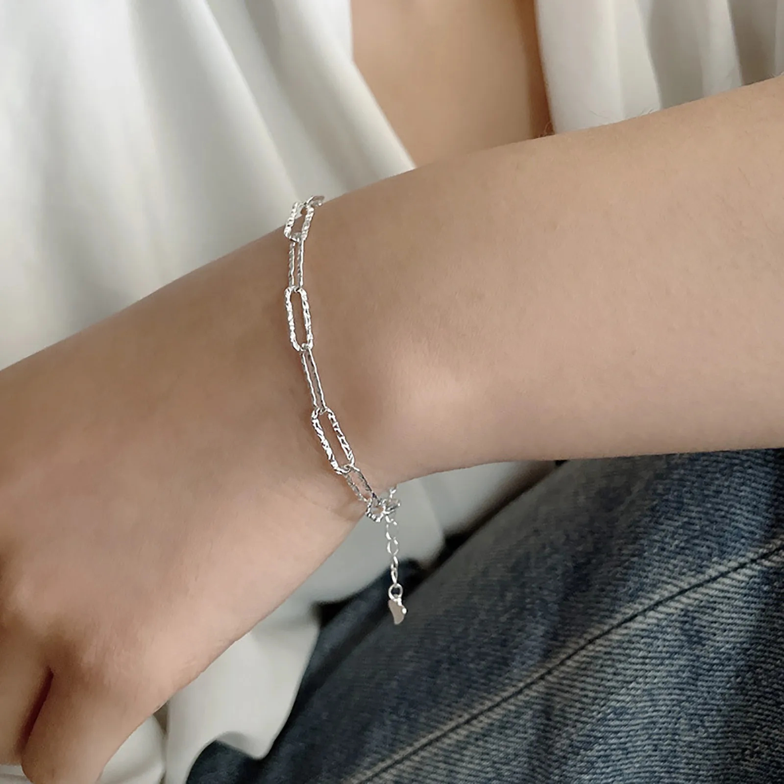 

Punk Simple Chain Couple Bracelet For Women Stainless Steel Romantic Ladies Women's Jewelry Chain Pendant Bracelets Gift